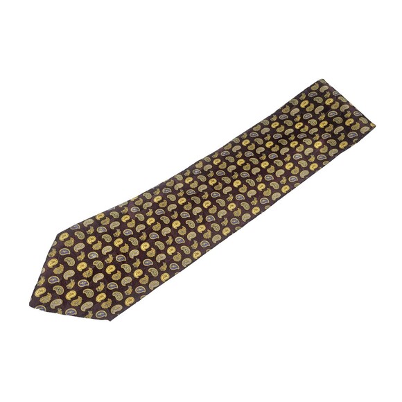 XMI Men's All Silk Tie - Brown/Burgundy Paisley Pattern - Hand Made USA - Picture 1 of 4